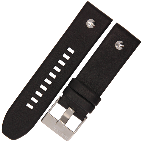 DIESEL - 24mm - CZARNY - Skórzany pasek do zegarka