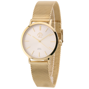 FUJI Time L7127QG - SILVER - Damski - Zegarek kwarcowy na bransolecie mesh