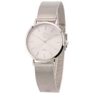 FUJI Time L7127QS - SILVER - Damski - Zegarek kwarcowy na bransolecie mesh