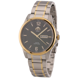 FUJI Time M6103QGS - BLACK - Męski - Zegarek kwarcowy na bransolecie