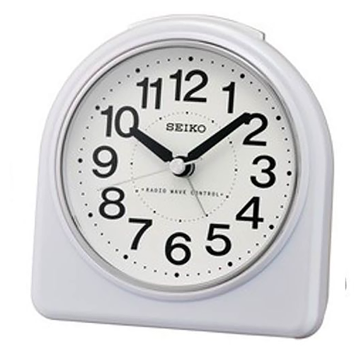 SEIKO QHR204W - 11,4x12cm - Budzik wskazówkowy sterowany drogą radiową (DCF77)