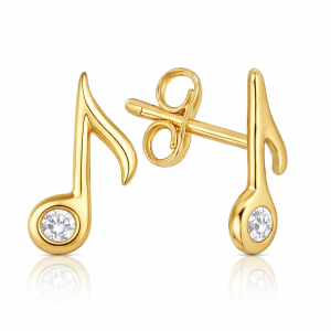 MINET JMG0317WGE00 - Au 585 / 1,00g - Złote kolczyki nutki z białymi cyrkoniami