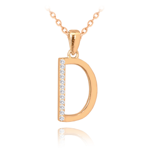 MINET JMAS0204RN42 - Ag925 - Pozłacany ROSEGOLD srebrny naszyjnik z białymi cyrkoniami