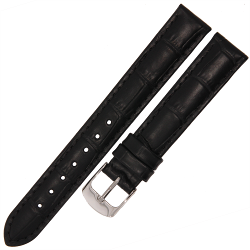 HORIDO 0180 - CZARNY - 15mm - Skórzany pasek do zegarka