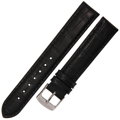 HORIDO 0180 - CZARNY - 17mm - Skórzany pasek do zegarka