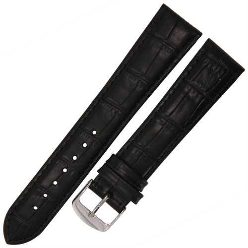 HORIDO 0180L - CZARNY - 21mm - Skórzany pasek do zegarka