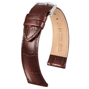 HIRSCH Louisianalook L - BRĄZOWY - 18mm - Skórzany pasek do zegarka