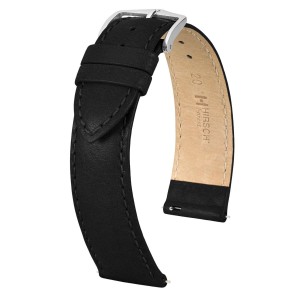 HIRSCH Forest L - CZARNY - 20mm - Skórzany pasek do zegarka