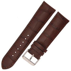 LAVVU Croco LSIUC22 - 22mm - CIEMNY BRĄZ - Skórzany pasek do zegarka