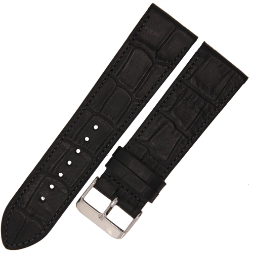 LAVVU Croco LSJUB24 - 24mm - CZARNY - Skórzany pasek do zegarka