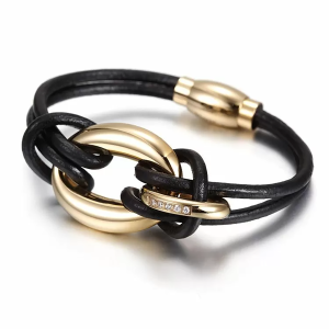 PIERRE RICAUD PR118.1BLWZ - Bransoletka skórzana [BLACK / GOLD]