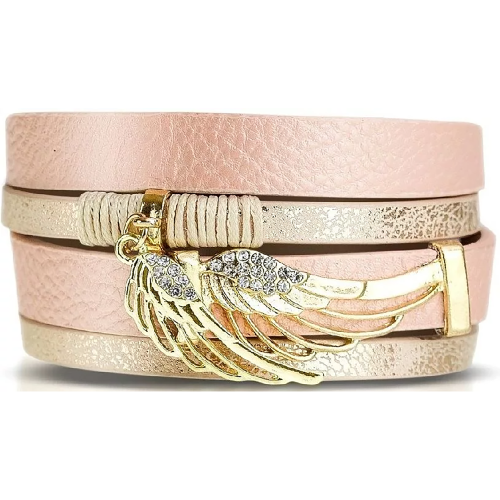 PIERRE RICAUD PR123.1PL - Bransoletka skórzana [PINK / GOLD]