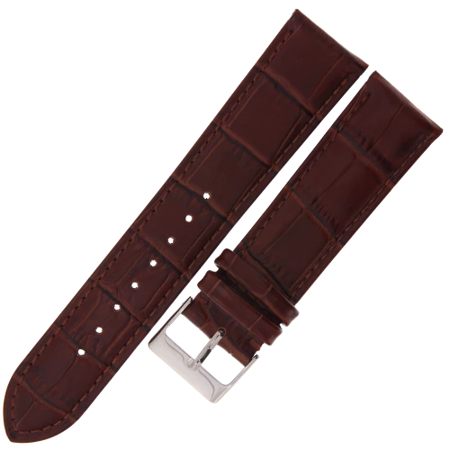 TEKLA K20 - 22mm - Krokodyl - BRĄZOWY - Skórzany pasek do zegarka
