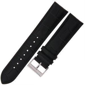 TEKLA K10 - 22mm - CZARNY - Krokodyl - Skórzany pasek do zegarka