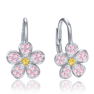 MINET JMAD0067PE00 - Ag925 - Dziecięce srebrne kolczyki KWIATEK z różowymi, białymi, i żółtymi cyrkoniami