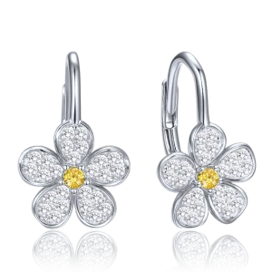 MINET JMAD0067SE00 - Ag925 - Dziecięce srebrne kolczyki KWIATEK z żółtymi i białymi cyrkoniami