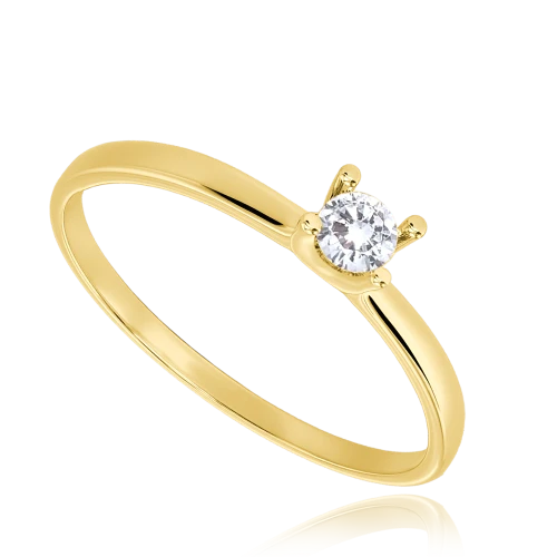 MINET JMG0338WGR51 - Au 585 / 0,75g - Złoty pierścionek zaręczynowy z białą cyrkonią [roz.11]