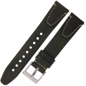 TEKLA TI81 - 22mm - ZIELONY / p.Białe - Skórzany pasek do zegarka