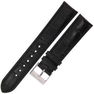 TEKLA K10 - 20mm - Krokodyl - CZARNY - Skórzany pasek do zegarka