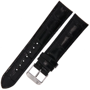 LAVVU Croco LSIUB20 - 20mm - CZARNY - Skórzany pasek do zegarka