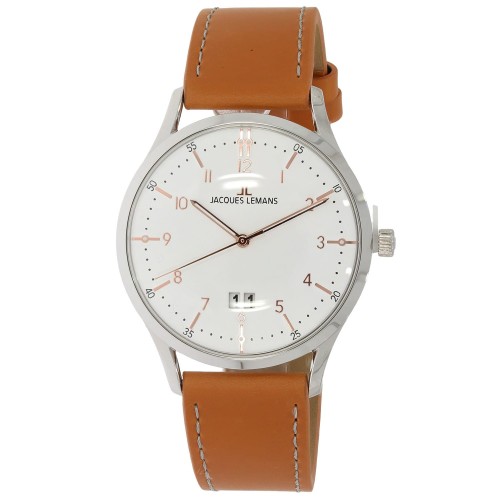 JACQUES LEMANS 1-2066D - Retro Classic - Męski - Zegarek na pasku skórzanym